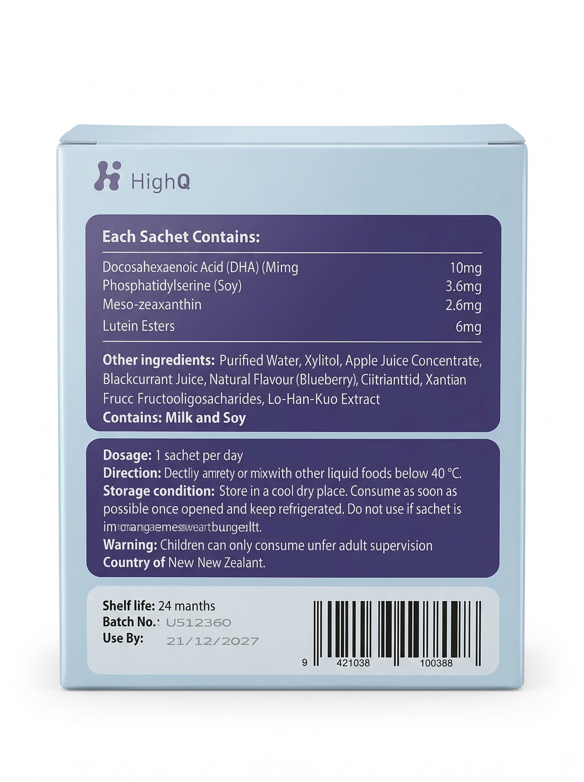 HighQ Kids Lutein + DHA + PS Drink Liquid (10ml x 30 Sachets)